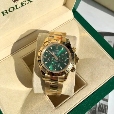 ROLEX Daytona Replica with Green Dial 904L Steel Self-produced Movement Gold Bracelet Wrist Watch